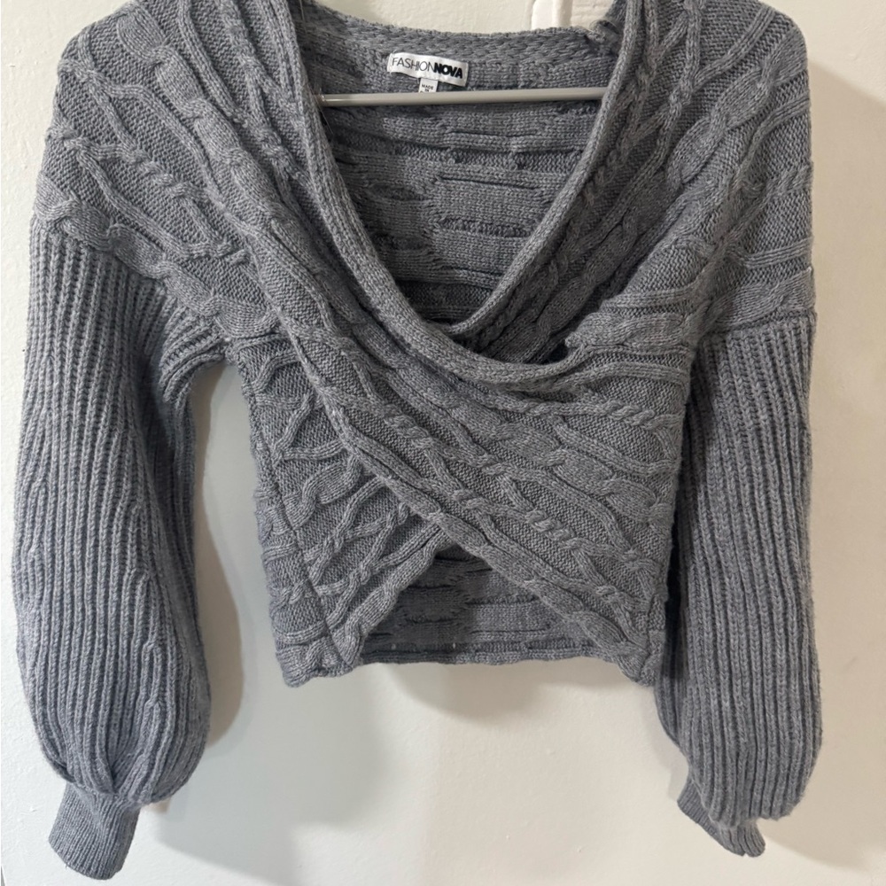 Fashion Nova Charcoal V-Neck Sweater